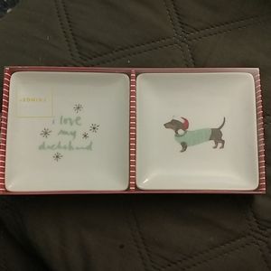NIB Christmas Dachshund Trinket Dishes